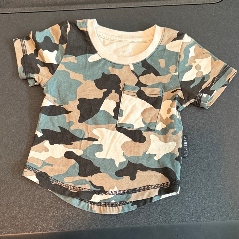 Little Bipsy Camo bamboo pocket tee